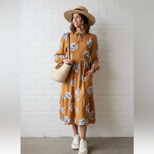 🦋☀️ Golden Hour Florals: Old Navy Tiered Empire Dress (size small)